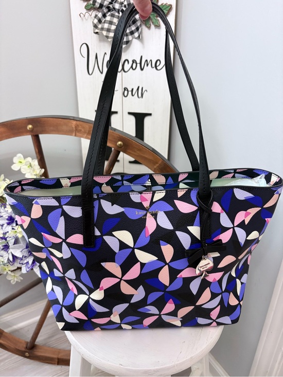 kate spade Handbags - kate spade ♠️ Black & Multi Color Petal-Print Tote NWOT